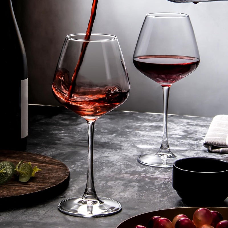 TIENER Red Wine Glasses Set of 6 600ml Burgundy Wine Glasses for Red or White Wine Stemmed Wine Glasses Ideal for Wine Tasting Anniversary Wedding Clear - Image 4