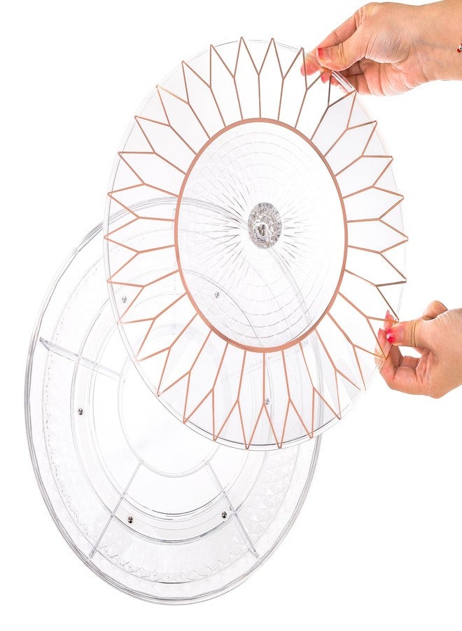 افلا صينية تقديم وجبات خفيفة دوارة من AVLA مع غطاء، أطباق تقديم بلاستيكية مقسمة مقاس 11.5 بوصة، طبق مقبلات دائري، منظم تخزين طعام بستة أقسام للفواكه المجففة والمكسرات والحلويات والخضراوات والبسكويت (شفاف) - Image 3