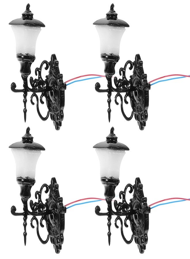 Yardwe 4pcs Dollhouse Miniature Wall Lamp Vintage Min Wall Sconces Model Railway Train Lights Pathway Lantern for Micro Landscape Ornaments DIY Sand Table Decoration - Image 1