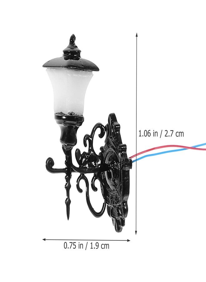 Yardwe 4pcs Dollhouse Miniature Wall Lamp Vintage Min Wall Sconces Model Railway Train Lights Pathway Lantern for Micro Landscape Ornaments DIY Sand Table Decoration - Image 3