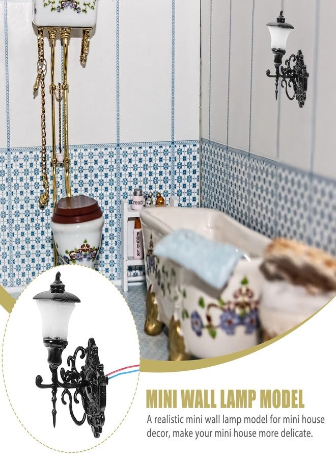 Yardwe 4pcs Dollhouse Miniature Wall Lamp Vintage Min Wall Sconces Model Railway Train Lights Pathway Lantern for Micro Landscape Ornaments DIY Sand Table Decoration - Image 2