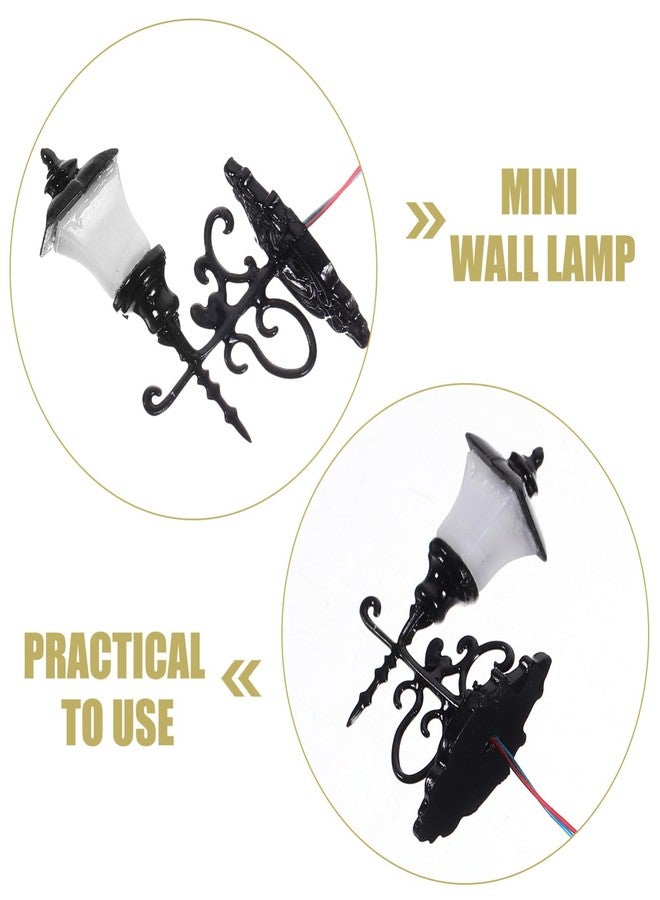 Yardwe 4pcs Dollhouse Miniature Wall Lamp Vintage Min Wall Sconces Model Railway Train Lights Pathway Lantern for Micro Landscape Ornaments DIY Sand Table Decoration - Image 4