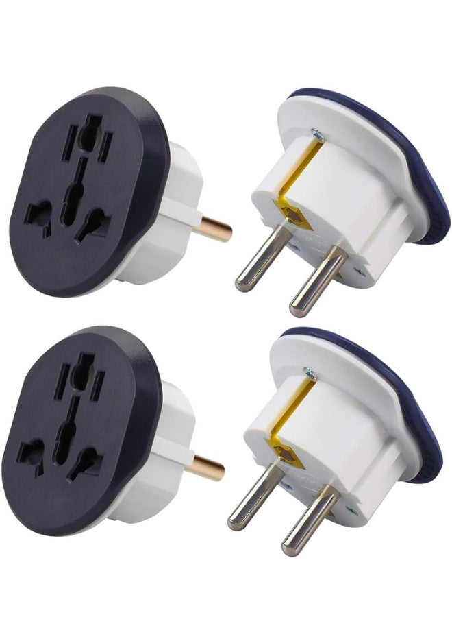 4 Pcs UK to EU Plug Adapter – 3 Pin to 2 Pin Electric Switch – 16A 250V Universal EU Converter – UK/US/AU/CN to Europe Travel Plug Adapter – European Socket Converter - Image 1