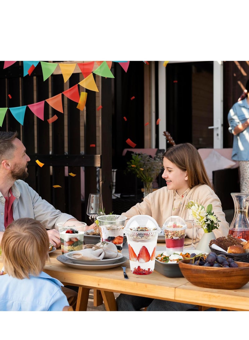 أكواب حلوى سعة 13 أونصة 50 مجموعة أكواب بارفيه مع أغطية قبة، 3.25 أونصة إدخالات، وملعقات - أكواب بلاستيكية شفافة للمشروبات، الآيس كريم، القهوة المثلجة، الزبادي، الفواكه، المقبلات، الشوفان - Image 3