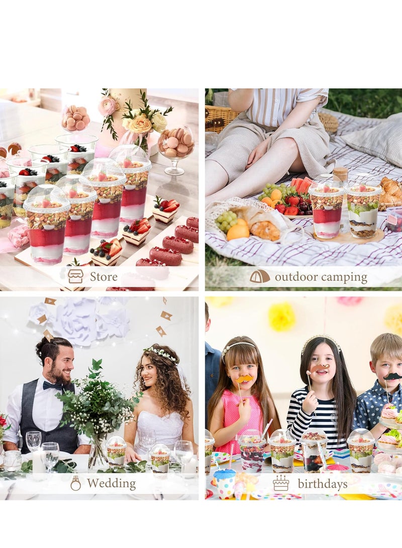 أكواب حلوى سعة 13 أونصة 50 مجموعة أكواب بارفيه مع أغطية قبة، 3.25 أونصة إدخالات، وملعقات - أكواب بلاستيكية شفافة للمشروبات، الآيس كريم، القهوة المثلجة، الزبادي، الفواكه، المقبلات، الشوفان - Image 4