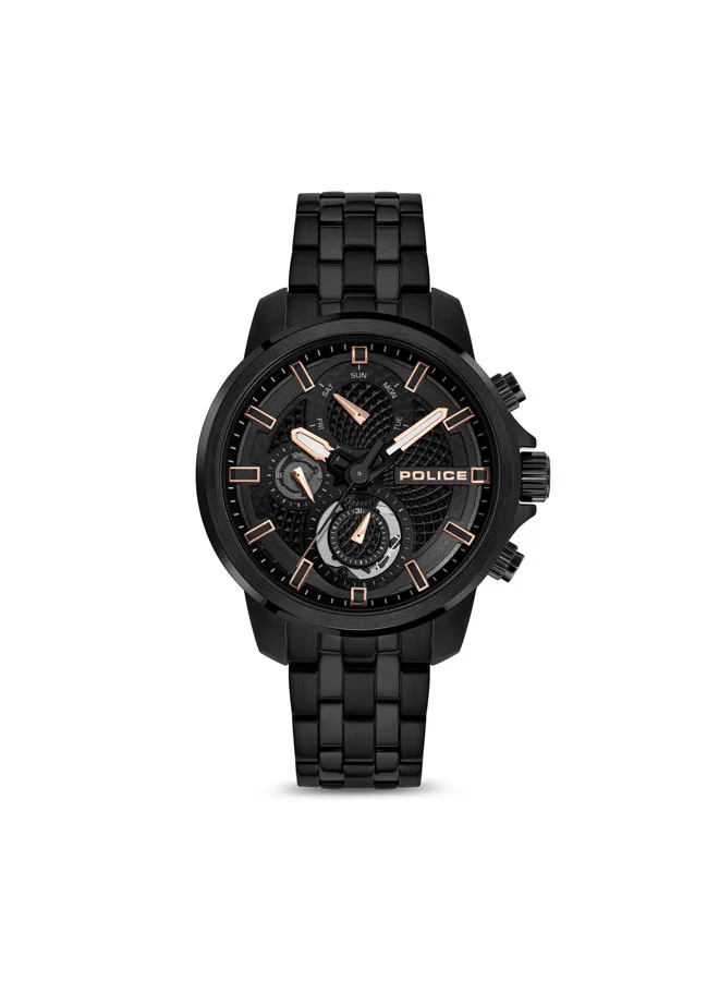 POLICE Newport Men's 43mm Multifunction Watch with Grey Dial & Black Stainless Steel Bracelet