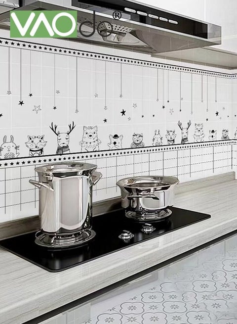 ملصقات حائط مقاومة للزيت واضحة ، واقي حائط للمطبخ ، واقي حائط شفاف مقاوم للماء ومقاوم للحرارة ، وملصق ذاتي اللصق للمطبخ وغرفة الطعام ، ومنضدة خشبية للحيوانات والغابات 400 * 60 سم