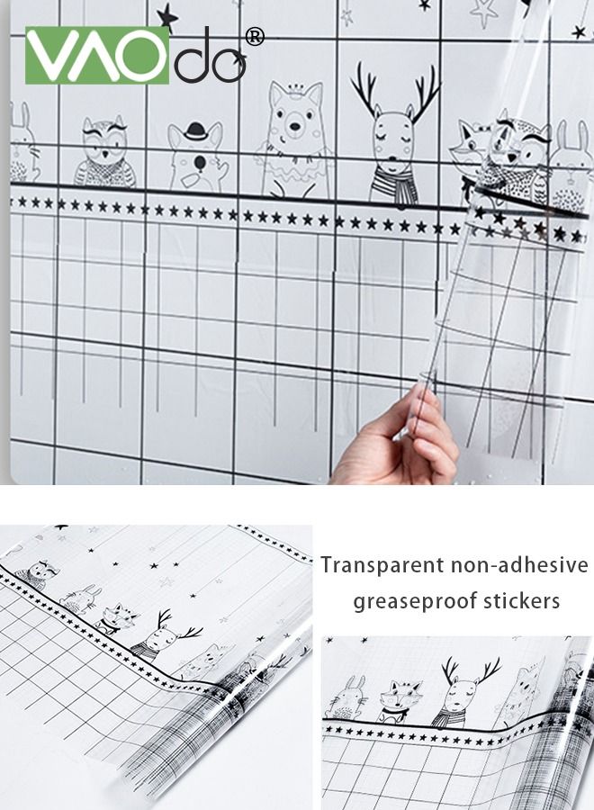 فاو دو ملصقات حائط مقاومة للزيت واضحة ، واقي حائط للمطبخ ، واقي حائط شفاف مقاوم للماء ومقاوم للحرارة ، وملصق ذاتي اللصق للمطبخ وغرفة الطعام ، ومنضدة خشبية للحيوانات والغابات 400 * 60 سم - Image 2