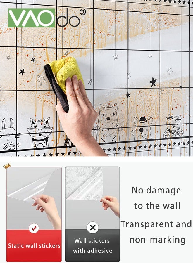 فاو دو ملصقات حائط مقاومة للزيت واضحة ، واقي حائط للمطبخ ، واقي حائط شفاف مقاوم للماء ومقاوم للحرارة ، وملصق ذاتي اللصق للمطبخ وغرفة الطعام ، ومنضدة خشبية للحيوانات والغابات 400 * 60 سم - Image 3