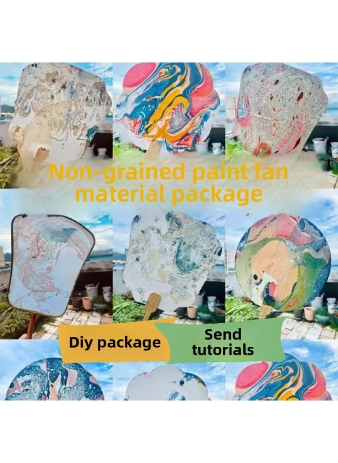 Generic - 2024 Girls Handmade Diy Toys 6 12 Years Old 8 Girls 10 Net Red 9 Children's Birthday Gift-Color:Internet Celebrity Intangible Cultural Heritage Paint Fan [ink Cloud Smoke] Comes With 5 Paint Fans + Paint Fan Bookmarks + Tassels - Image 1