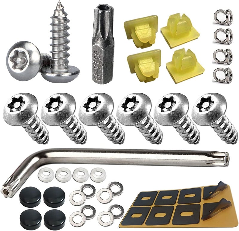AOOTF Anti Theft License Plate Screws - Stainless Steel Tamper Resistant Car Tag Frame Fasteners | Security Tapping Screws | Qty 8 - Image 1