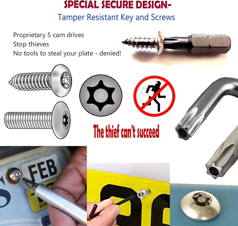 AOOTF Anti Theft License Plate Screws - Stainless Steel Tamper Resistant Car Tag Frame Fasteners | Security Tapping Screws | Qty 8 - Image 5