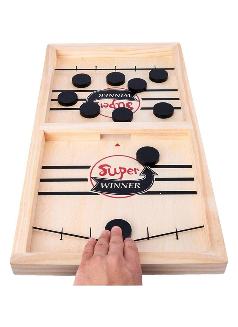 SUPER WINNER Large Sling Puck Game - Fast-Paced Wooden Hockey Table Game, Foosball Winner Board, Rapid Slingshot Table Battle for Kids, Adults, and Family Parties  - Image 1