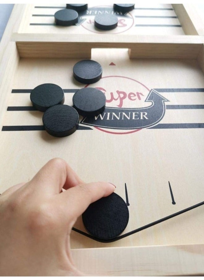 SUPER WINNER Large Sling Puck Game - Fast-Paced Wooden Hockey Table Game, Foosball Winner Board, Rapid Slingshot Table Battle for Kids, Adults, and Family Parties  - Image 4
