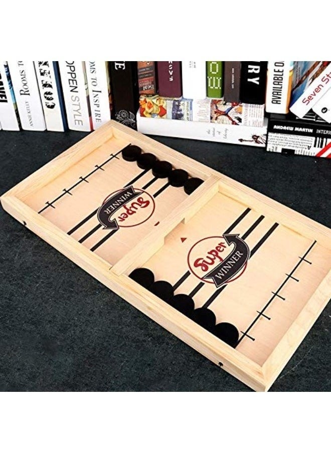 SUPER WINNER Large Sling Puck Game - Fast-Paced Wooden Hockey Table Game, Foosball Winner Board, Rapid Slingshot Table Battle for Kids, Adults, and Family Parties  - Image 5