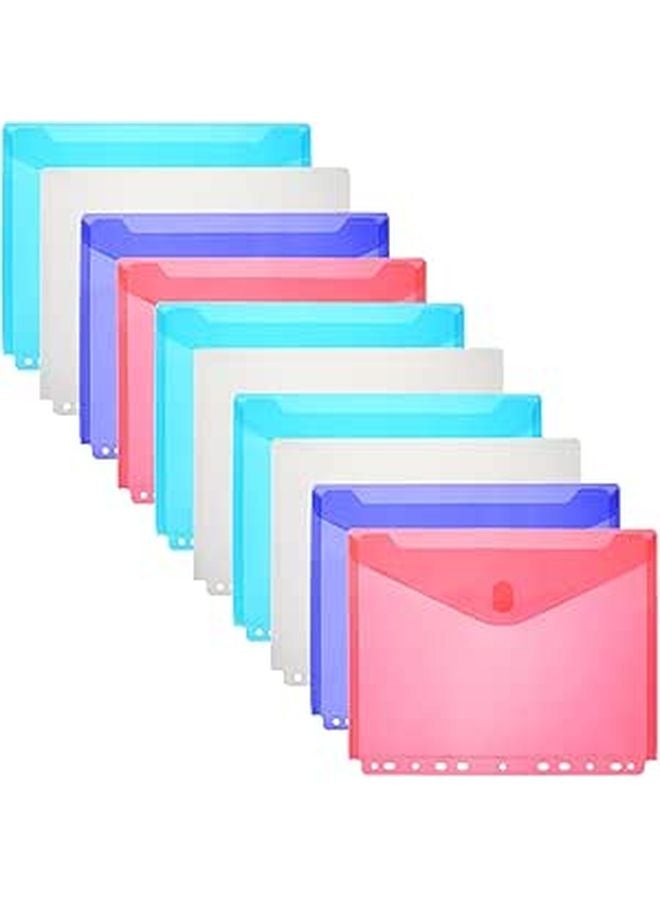 11 Hole Pp Document Storage Bags 10pcs Hook Loop Closure File Organizer Random Color - Image 1