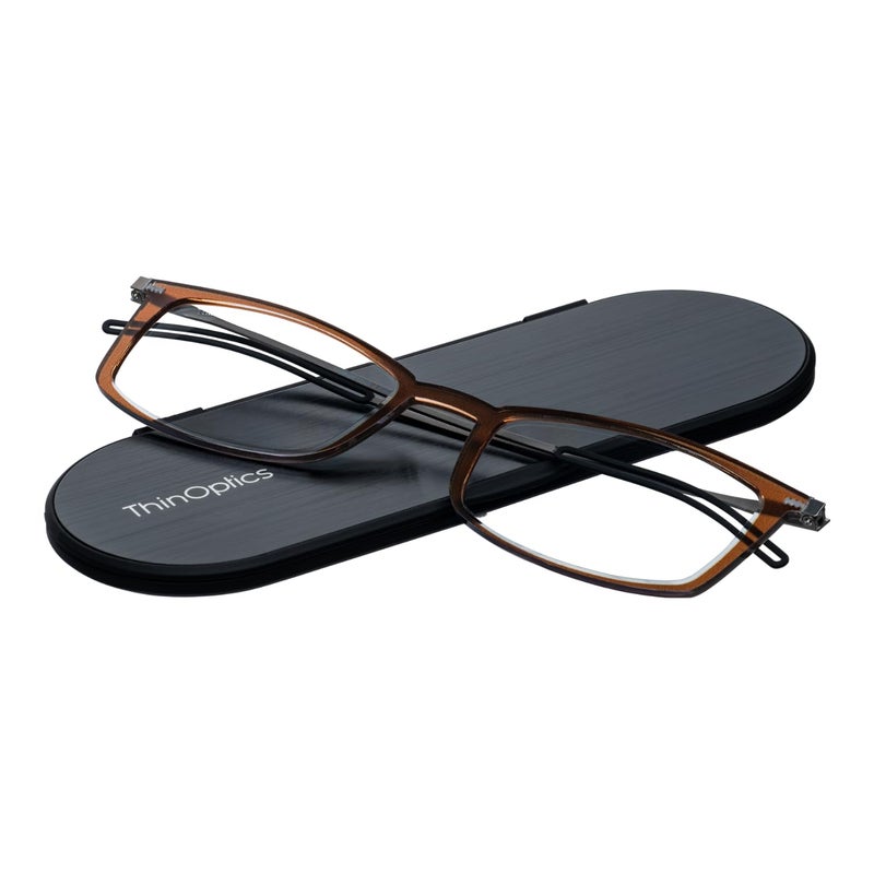 ThinOptics Unisex Adult Glasses Reading Regular Case Rectangle Brown 200 US - Image 3