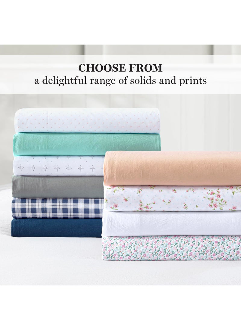MARTHA STEWART Ultra Soft Brushed and Washed Microfiber 4 Piece Sheet Set  Easy Care  Comfy Bed Sheets with Secure Deep Pocket up to 16""  1 Flat and Fitted Sheet  2 King Pillowcases  King Size  Aqua