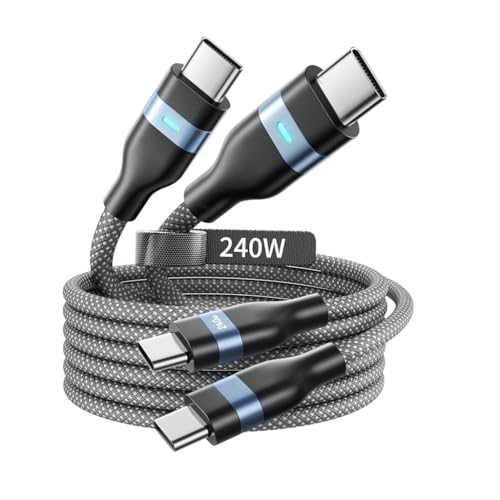 Verilux® 2-Pack 240W Type C Cable Fast Charging 6.6Ft/2M, 480Mbps Data Cable C Type Fast Charging, Braided C Type Charger Cable for iPhone 16/16 Plus/16 Pro/15, Galaxy S24/S23, MacBook, iPad - Image 1