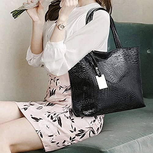 Valentoria Womens Large Tote Shoulder Purse Top Handle Casual Satchel Backpack for Work Laptop iPad Faux Leather Briefcase Black - Image 4