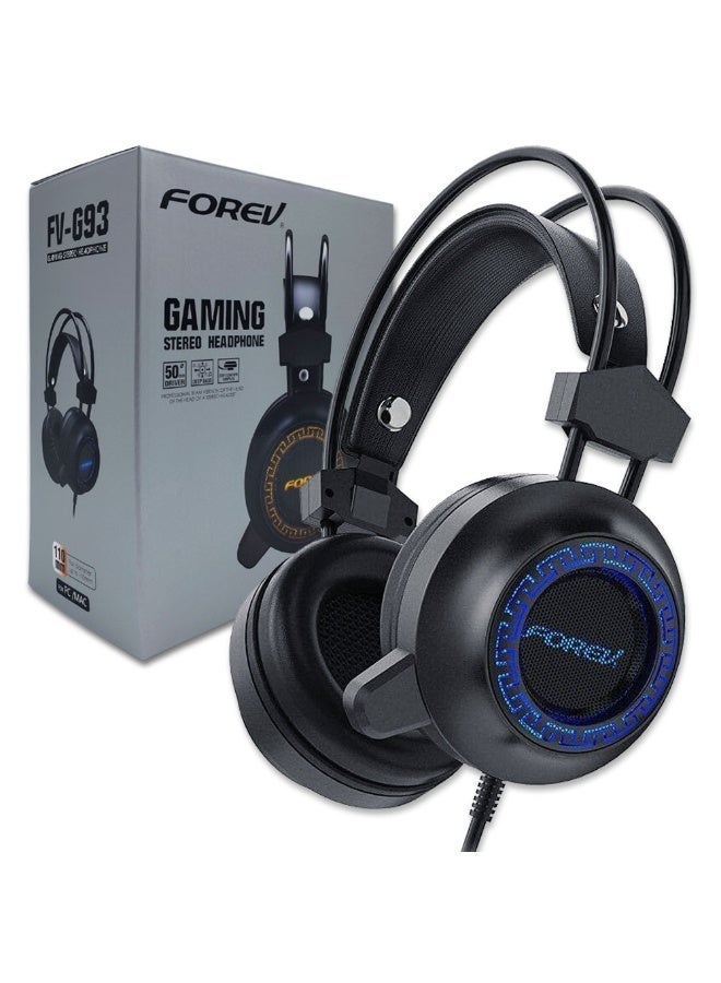 جاما سماعة الألعاب FOREV FV-G93 ستيريو | درايفرات 50مم | إضاءة RGB | إطار معدني | ميكروفون متعدد الاتجاهات | متوافقة مع الحاسوب والماك (أسود / وردي) - Image 3
