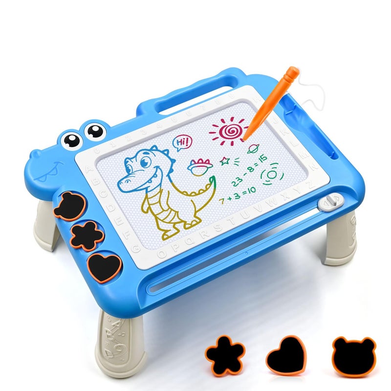 AiTuiTui Magnetic Drawing Board Toddler Toys with Legs for Girls Boys Color Sketch Writing Scribble Doodle Pad Travel Games Educational Learning Kids Toys for Birthday or Easter Gift Blue - Image 2