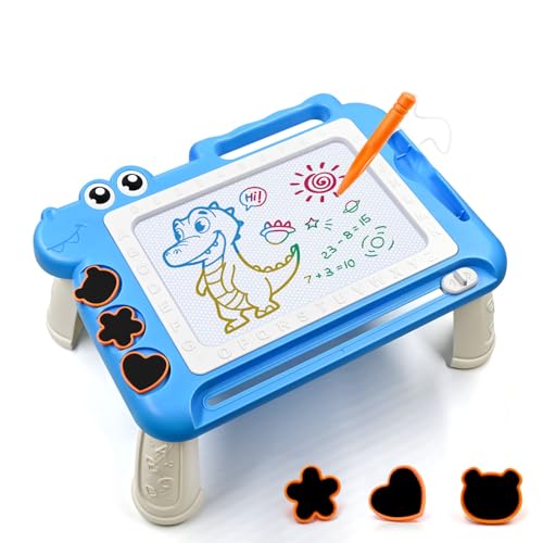 AiTuiTui Magnetic Drawing Board Toddler Toys with Legs for Girls Boys Color Sketch Writing Scribble Doodle Pad Travel Games Educational Learning Kids Toys for Birthday or Easter Gift Blue - Image 1