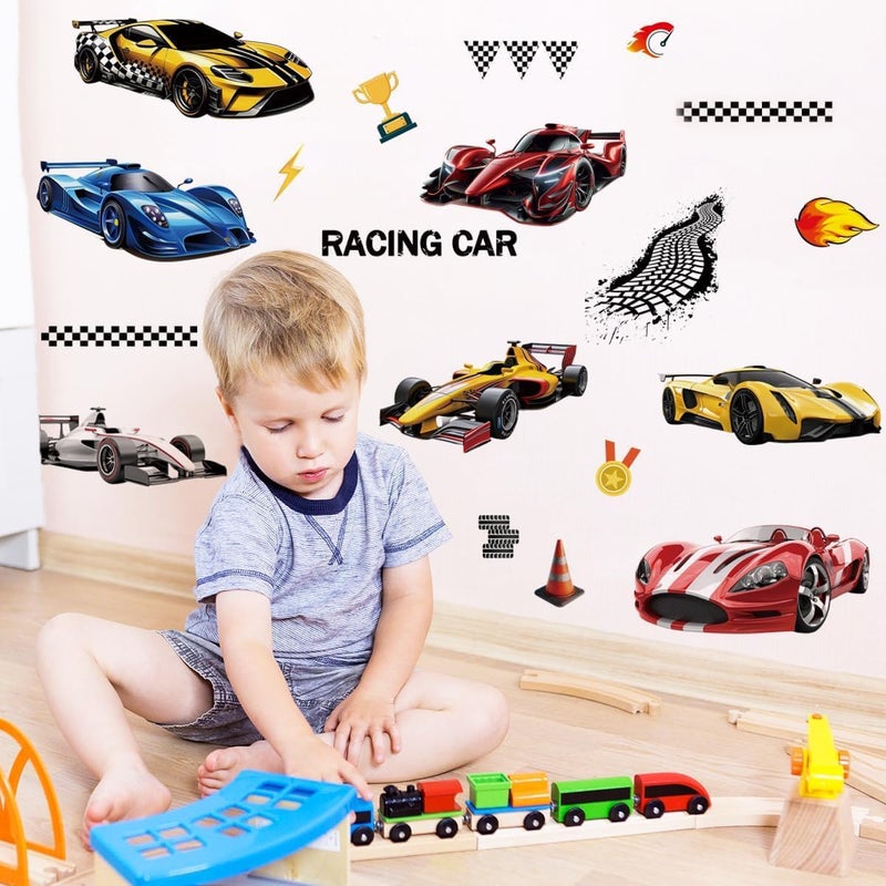 Runtoo Racing Car Wall Decals Wheels Vehicle Wall Stickers for Boys Bedroom Kids Playroom Baby Nursery - Image 2