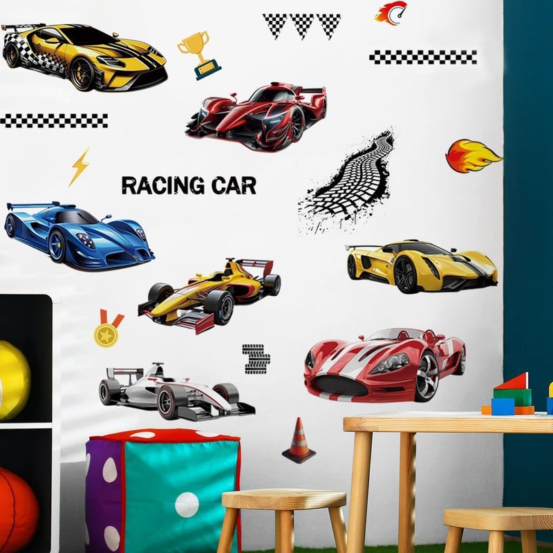 Runtoo Racing Car Wall Decals Wheels Vehicle Wall Stickers for Boys Bedroom Kids Playroom Baby Nursery - Image 3