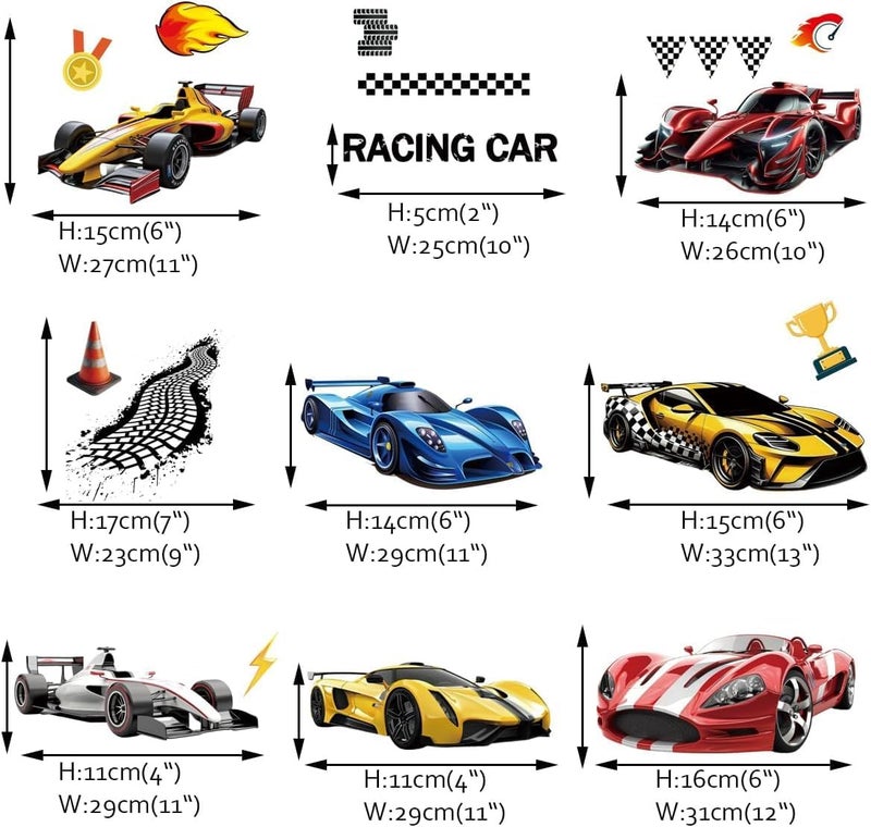 Runtoo Racing Car Wall Decals Wheels Vehicle Wall Stickers for Boys Bedroom Kids Playroom Baby Nursery - Image 4