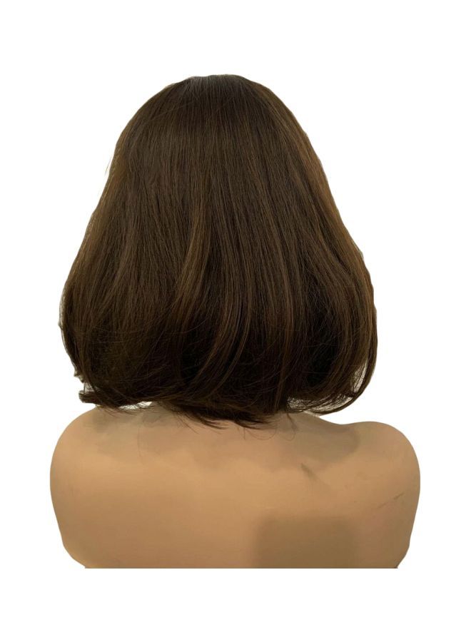 إسكدنيا شعر مستعار صناعي بمظهر طبيعي قصير مموج بني 14بوصة - Image 1