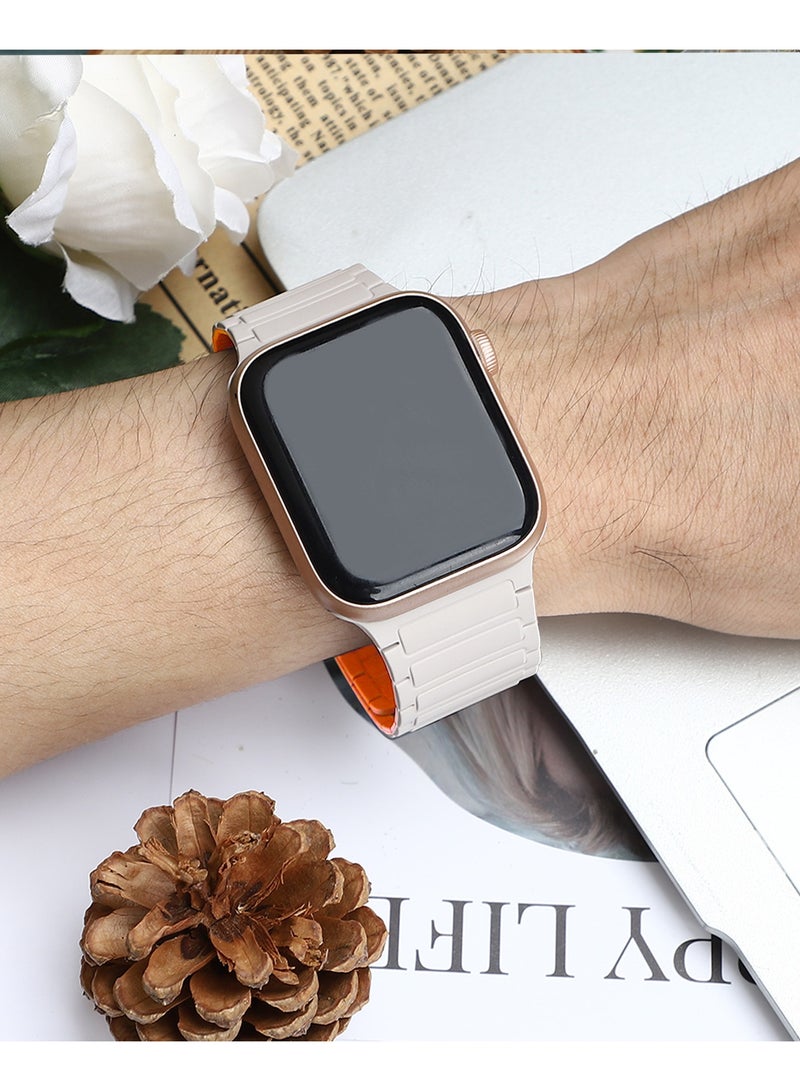 Magnetic Silicone Band for Apple Watch Ultra Ultra2/ 9 8 7 6 5 4 3 2 1 SE,Soft Silicone Waterproof Strap Wristbands Compatible with iWatch Apple Watch Series Ultra 49mm 45mm 44mm 42mm Women Men - Image 2