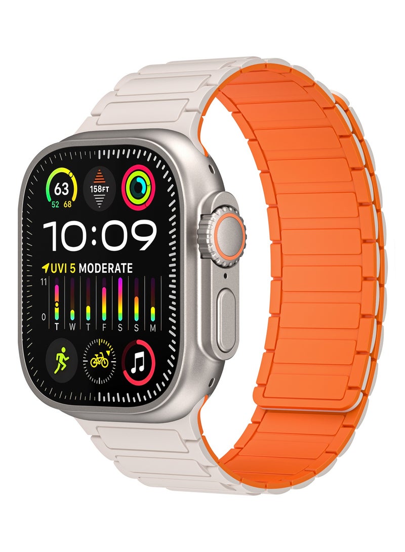 Magnetic Silicone Band for Apple Watch Ultra Ultra2/ 9 8 7 6 5 4 3 2 1 SE,Soft Silicone Waterproof Strap Wristbands Compatible with iWatch Apple Watch Series Ultra 49mm 45mm 44mm 42mm Women Men - Image 1