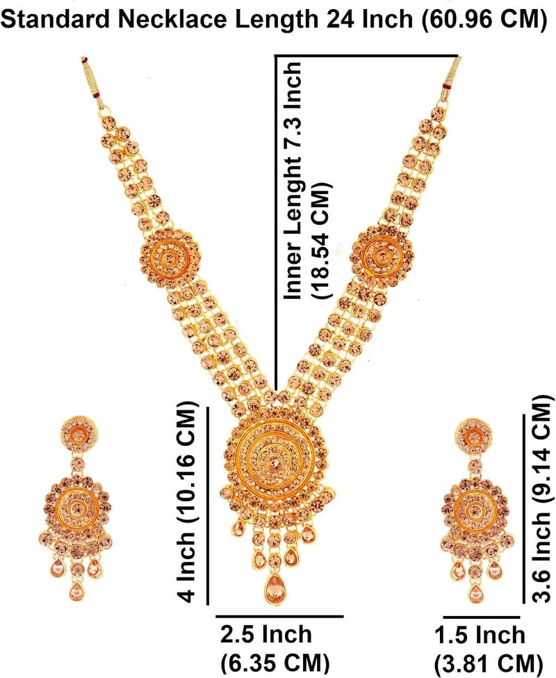 Efulgenz Indian Bridal Jewelry Set - Kundan Rhinestone Necklace, Earrings, Maang Tikka, and Bracelet - Image 4