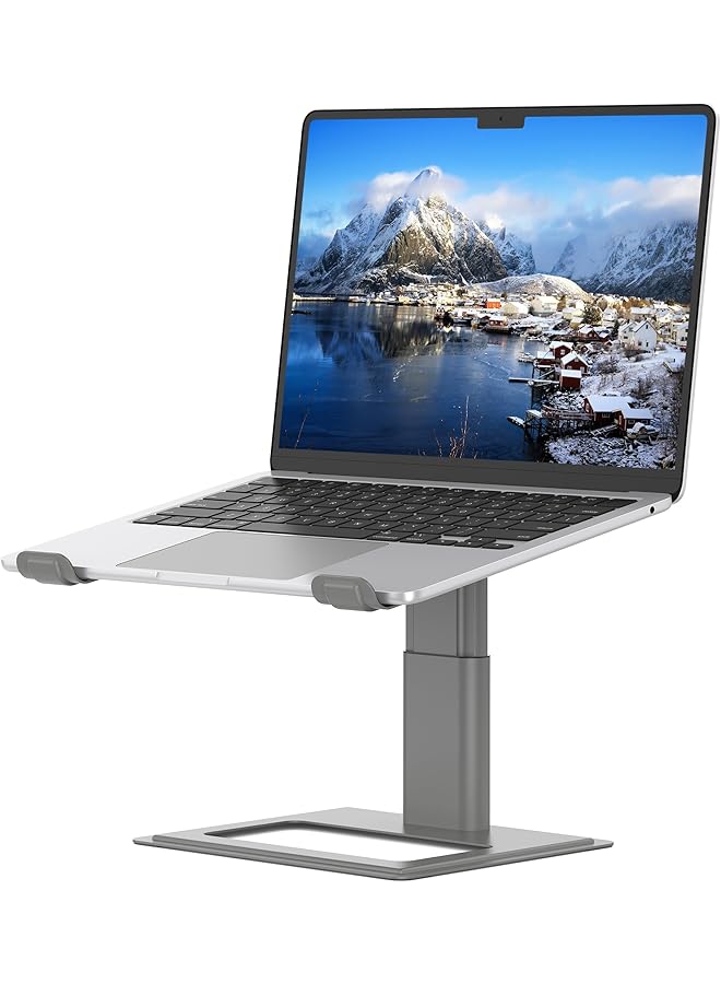 erorex Adjustable Laptop Stand For Desk Computer Stand Ergonomic Laptop Riser Holder Compatible With 10 To 17.3 Inches Notebook Pc Computer Aluminum Gray  - Image 1