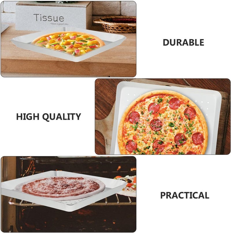 GALPADA Square 10-inch Perforated Pizza Baking Tray Aluminum Pizza Pan with 3mm Holes Home Baking Pan for Oven Practical Tool for Crunchy Crust - Image 3