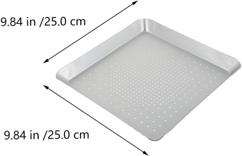 GALPADA Square 10-inch Perforated Pizza Baking Tray Aluminum Pizza Pan with 3mm Holes Home Baking Pan for Oven Practical Tool for Crunchy Crust - Image 2