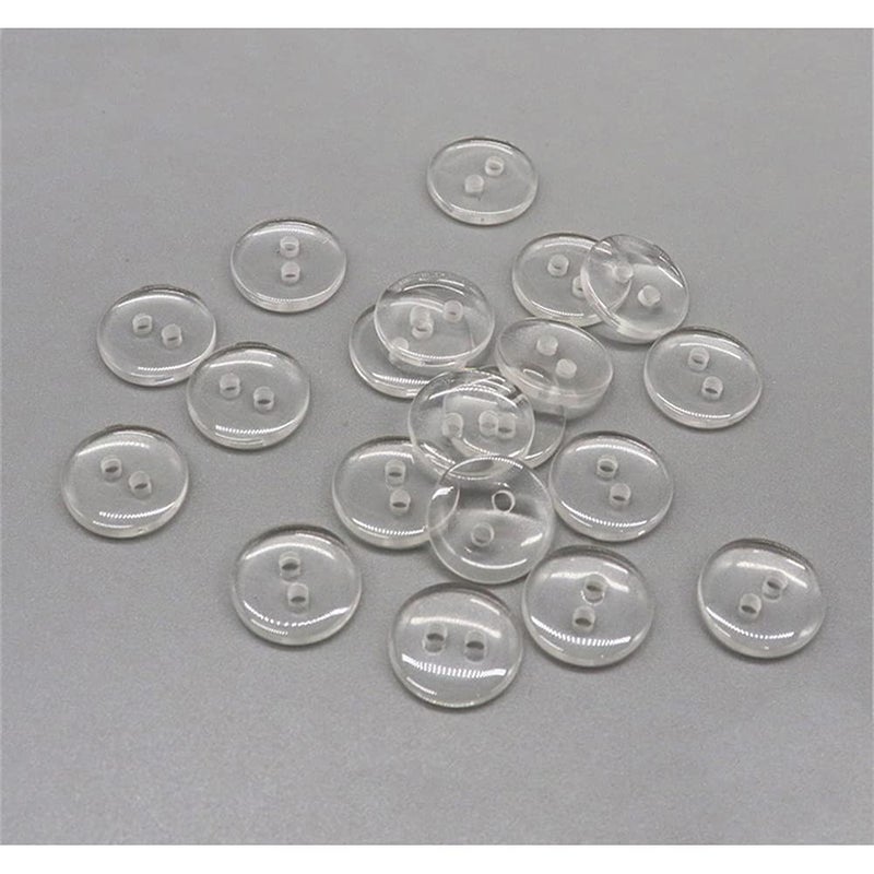 100 Pcs Transparent Buttons Resin Shirt Buttons Round 2 Holes Sewing Buttons Transparent 115mm