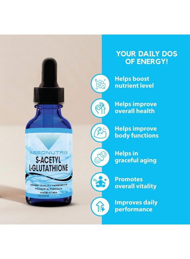 Absonutrix S-Acetyl L-Glutathione 100 mg per Serving 4 oz Liquid 200 Servings, Helps Detoxify Body, Boosts General Health, Helps Boost Energy Level, Quick Absorption, Gluten-Free, Made in USA, - Image 5