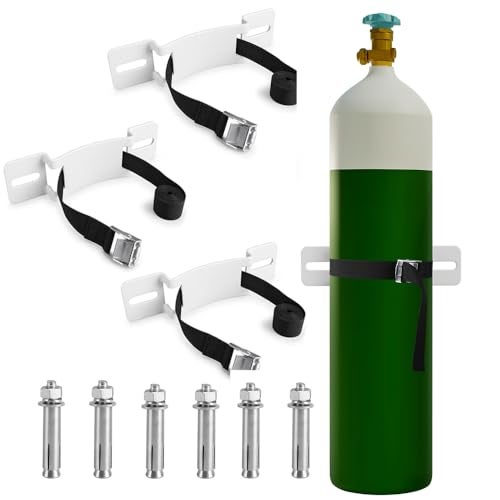 MROUDELUO Cylinder Wall Mounted Bracket，Gas Cylinder Holder Wall-Mounted Bracket Propane Tank Bracket with Screws and Safety Belt (white3) - Image 1
