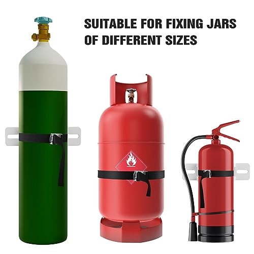 MROUDELUO Cylinder Wall Mounted Bracket，Gas Cylinder Holder Wall-Mounted Bracket Propane Tank Bracket with Screws and Safety Belt (white3) - Image 3