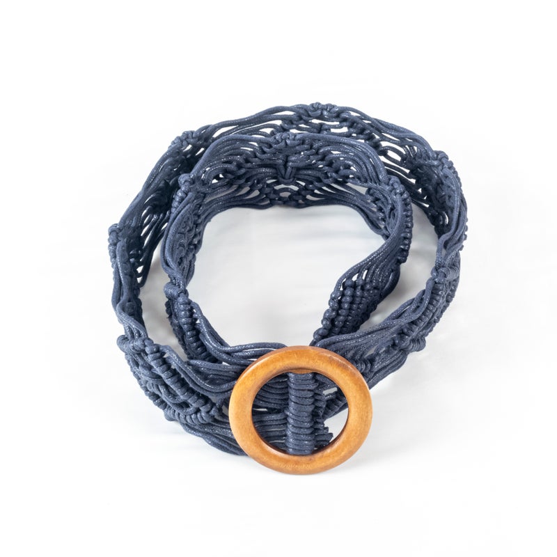 The Black Pearl Accessories Twisted Leather Blue Waist Belt For Her - Image 2