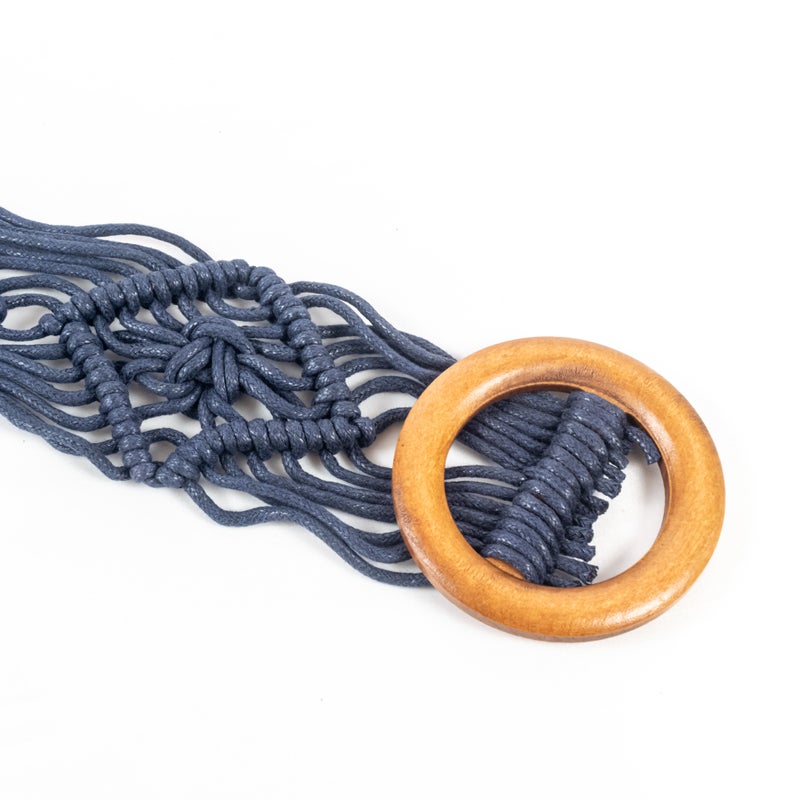 The Black Pearl Accessories Twisted Leather Blue Waist Belt For Her - Image 3