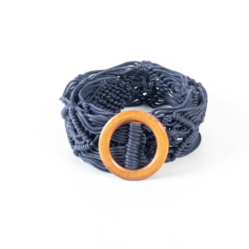 The Black Pearl Accessories Twisted Leather Blue Waist Belt For Her - Image 1