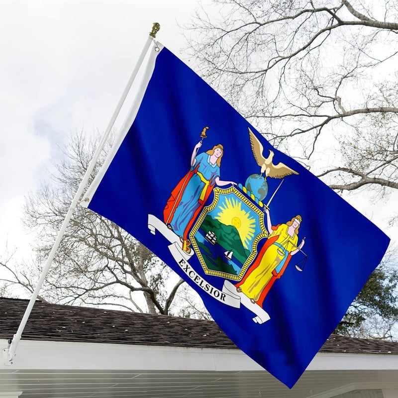 ARSOF New York State Flag 3x5 Ft Double Sided Outdoor Heavy Duty Vivid Colors New York NY State Flags 3 Ply with Durable Canvas Header and 2 Brass Grommets - Image 2