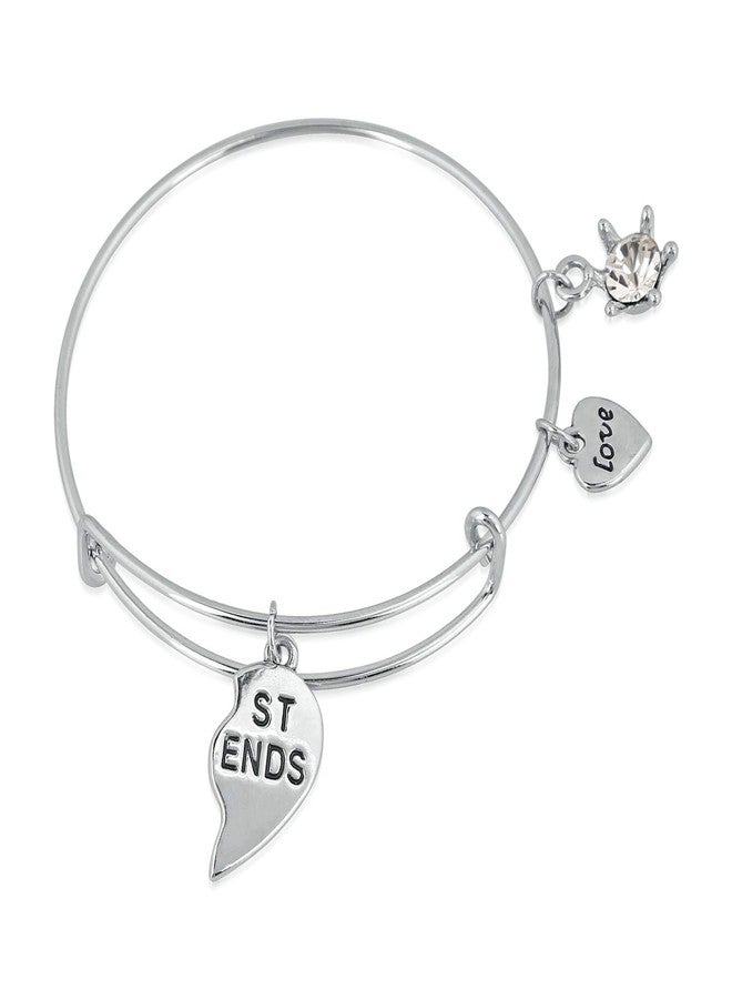 Mahi Rhodium Plated Funky Best Friends Love Alloy Bracelets for Girls and Women (BRCO1100414R) - Image 5