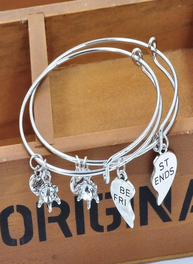 Mahi Rhodium Plated Funky Best Friends Love Alloy Bracelets for Girls and Women (BRCO1100414R) - Image 3