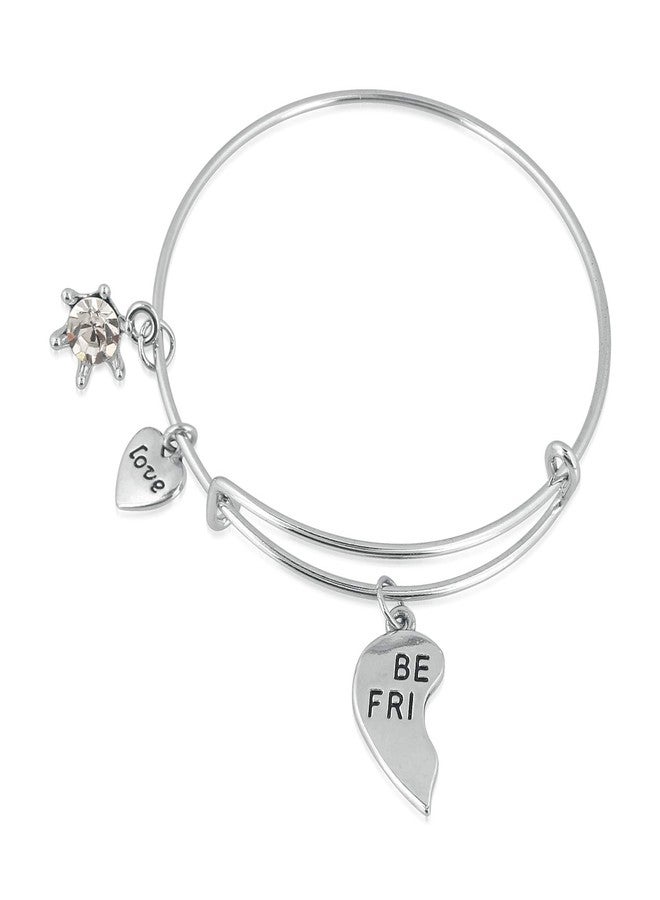 Mahi Rhodium Plated Funky Best Friends Love Alloy Bracelets for Girls and Women (BRCO1100414R) - Image 4