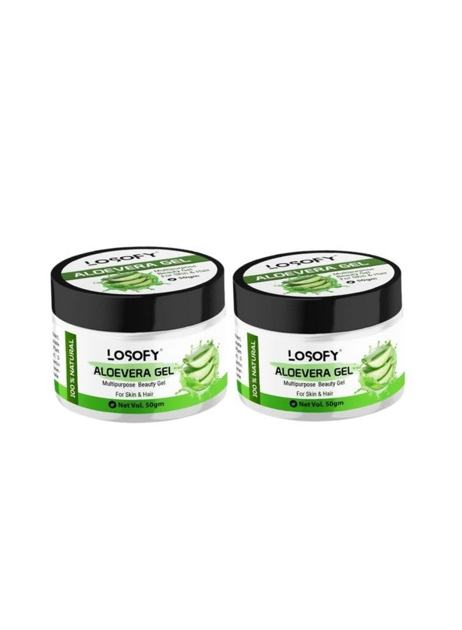 LOSOFY Non-Sticky Transparent Aloe Soothing Gel for Skin, Ultimate Gel for Glowing Skin, and Lightweight Cooling Moisturizer, 50 grams (pack of 2) - Image 1