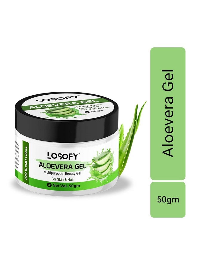 LOSOFY Non-Sticky Transparent Aloe Soothing Gel for Skin, Ultimate Gel for Glowing Skin, and Lightweight Cooling Moisturizer, 50 grams (pack of 2) - Image 3